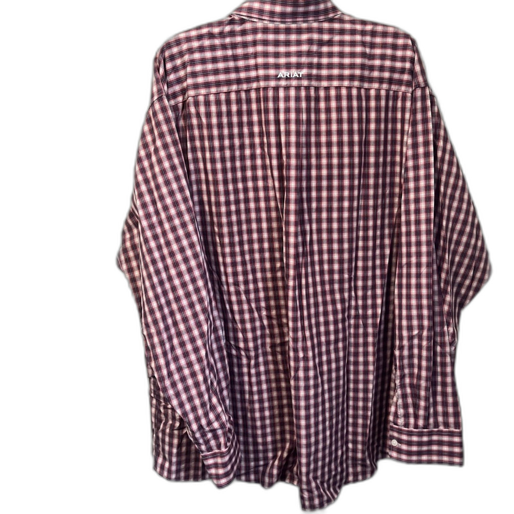 Ariat Mens XXL Wrinkle Free Plaid Button Down Shirt White Red Long Sleeve Rodeo - Picture 3 of 6
